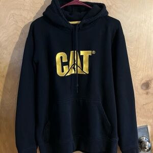 Caterpillar Black Hoodie with Gold Logo